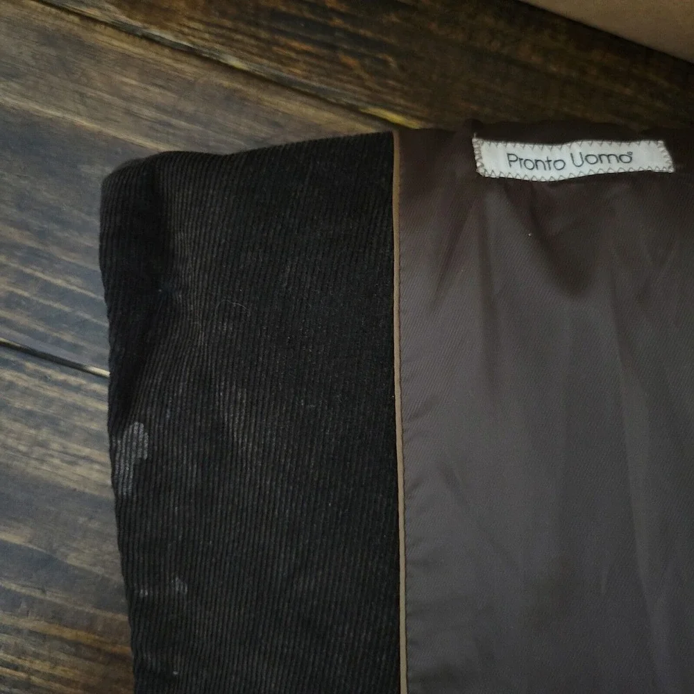 Pronto Uomo Men's Sport Coat Blazer Two Button Brown Corduroy‎ Cotton Sz 48XL
